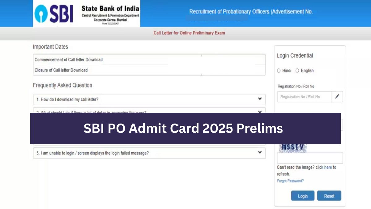 SBI PO Admit Card 2025