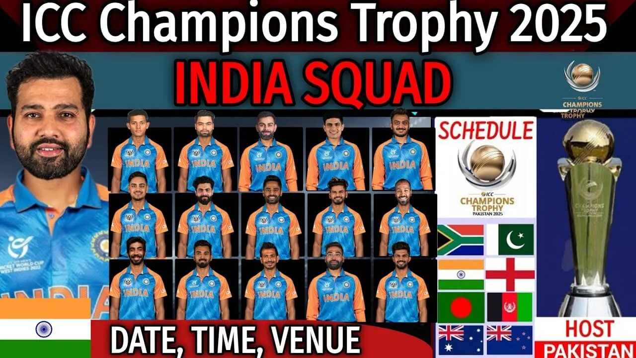 India Squad for ICC Champions Trophy 2025 – Full Player List & Schedule!