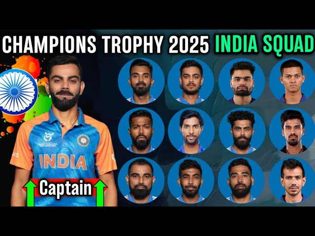 India Squad for ICC Champions Trophy 2025 – Full Player List & Schedule!