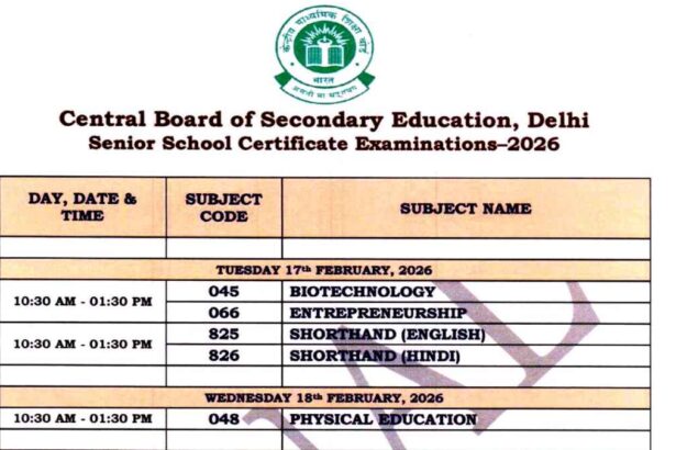 CBSE Board Time Table 2026