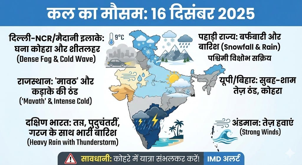 कल का मौसम — India Weather Forecast Tomorrow (देशभर के शहरों और राज्यों के लिए विस्तृत पूर्वानुमान) 4 India Weather