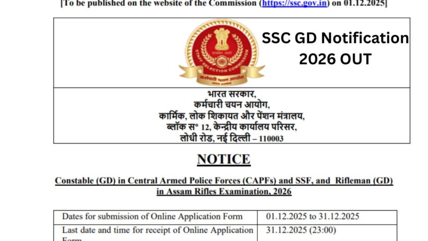 SSC GD Constable Online Form 2025